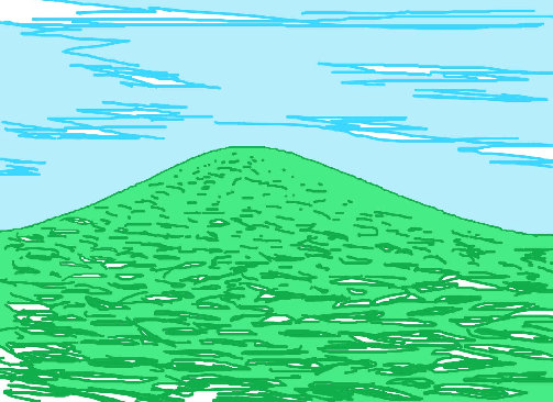 大きな緑の葉で覆われた山